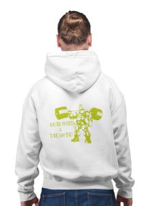 Work Hard & Dream Big  printed artswear white hoodies for winter casual wear specially for Men