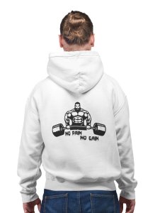 No Pain No Gain printed artswear white hoodies for winter casual wear specially for Men