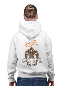 Work Hard Dream Big Orange Text printed artswear white hoodies for winter casual wear specially for Men