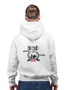 Single, Taken At The Gym printed artswear white hoodies for winter casual wear specially for Men