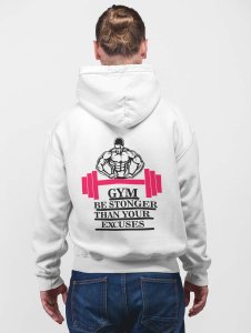 Be Stronger Than Your Excuses printed artswear white hoodies for winter casual wear specially for Men