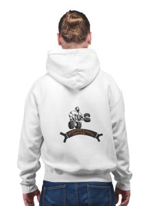 Body Building Center, Muscle Man Lifting Dumbbells printed artswear white hoodies for winter casual wear specially for Men