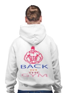 Back to the Gym, (Pink Muscle Man) printed artswear white hoodies for winter casual wear specially for Men