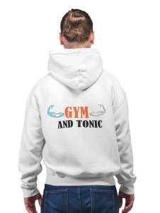 Gym and Tonic Text printed artswear white hoodies for winter casual wear specially for Men