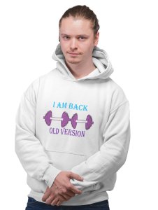 I Am Back (White and Violet)printed artswear white hoodies for winter casual wear specially for Men