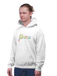 Colourful Fitness written text printed artswear white hoodies for winter casual wear specially for Men