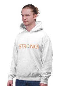 STRONG Text printed activewear white hoodies for winter casual wear specially for Men