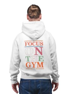Focus On Text printed activewear white hoodies for winter casual wear specially for Men