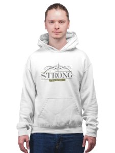 Strong By Gym (BG Grey & White )printed activewear white hoodies for winter casual wear specially for Men