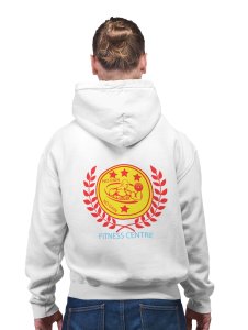 Fitness Center, Red Leaves Outside The Circle  printed artswear white hoodies for winter casual wear specially for Men