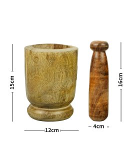 Black Pepper masher/mortar and pestle/okhal and moosal for kitchen (brown)