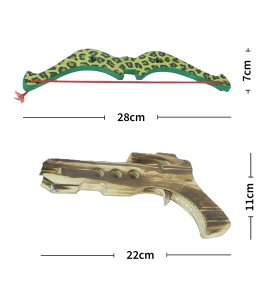 Wooden cheetah printed crossbow archery toy game set with 3 yellow rubbers padded at arrows specially for childrens