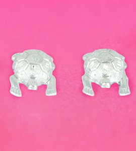 Qualitive brass metal alloy silver tortoise figurine showpiece/ statue for home and office decor (small)(set of 2)