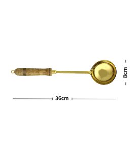 Brass metal non-sticky dal cooking spatula/ kalchul with wooden handle at peak for kitchens
