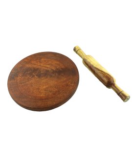 The round wooden simple chowki and belan set/ dough maker, rolling pin board/ Chakla & belan for Indian kitchens