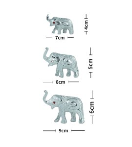 Metal shiny alloy elephant silver showpiece/ effigy for the home decor (small size) (Set of 3)