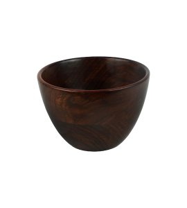 Wooden japanese flatten and glossy round bowl with two spoons for kitchen and dining table (Large)