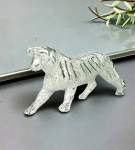 Brass metal alloy silver tiger figurine showpiece/ statue for home decor