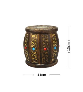 Barrel handcrafted Moti dhollak shaped money bank/ coin storage box/ gullak with coin slot for kids (Brown)