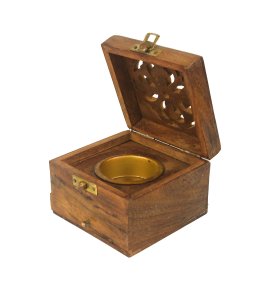 Wooden cube based agarbatti stand / incence stick holder / burner for home and pooja ghar