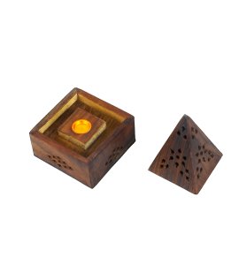 Wooden triangular peak cap shaped moti dhup stand / Agarbatti stand / agarbatti holder for home and mandir