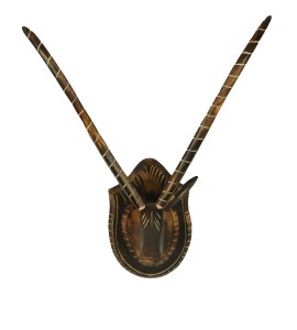 Wooden Bankura deer head with straight horns to decorate walls for home decor