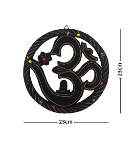 Wooden Om Symbol hanging Keystand (black) for walls for home and office decor