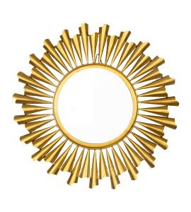 Cone designed sun burst mirror/ tiny pyramids based mirror /sheeshah / old vintage mirror for home decor (golden)