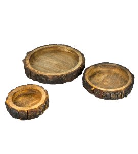 Pakka sheesam wooden clasp serving tray set/ zig-zag round tray /voody bakal tray set for kitchen (Pact of 3)
