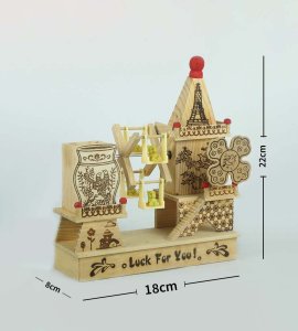 Wooden vintage showpiece house/ multiuse cottage windmill music box for home decor