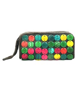 Mini colourful beads buttons rectangular purse/ hand holder for womens