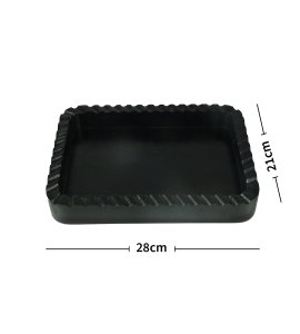 Black striped bars wooden rectangular serving tray/ platter/ tea serving plate for serving tea or coffee