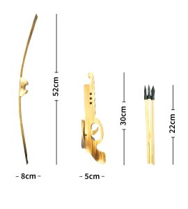 Wooden crossbow with 3 black padded arrows archery toy game set along with a wooden toy gun made for Kids