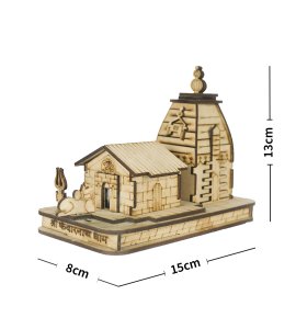 Wooden handcrafted bholenath's kedarnath miniature temple showpiece for home decor, car's dashboard, pooja ghar
