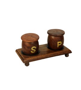 Wooden rounded salt and pepper shakers/ salt and pepper container/ salt jar for kitchen