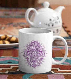 2 Elephants Facing Opposite (BG Purple) - animation themed printed ceramic white coffee and tea mugs/ cups for animation lovers