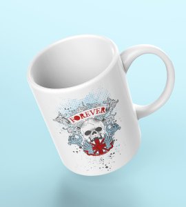 Skull Forever- animation themed printed ceramic white coffee and tea mugs/ cups for animation lovers