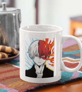 Shoto Todoroki - animation themed printed ceramic white coffee and tea mugs/ cups for animation lovers