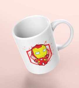 TinyIron man standing - animation themed printed ceramic white coffee and tea mugs/ cups for animation lovers