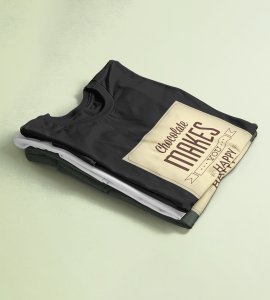 Chocolate makes you happy -round crew neck youth-oriented cotton tshirts for men