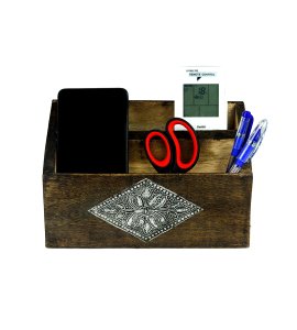 Multipurpose silver barfi designed pen container/ desk container / pen holder for study table and offices (2 chambers)