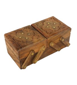 Wooden ideal vintage rectangular double-sided handcrafted jewellery box/ jewellery keeper specially for women
