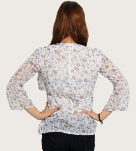Wheatish flower floral womens printed top (white) - Made up of Rayon for your plesant and cozy