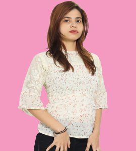 Miny red flowers floral womens printed top (white)  - Made up of Rayon for your plesant and cozy