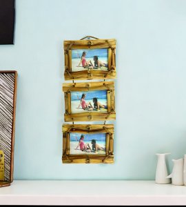 Wooden simple rectangular shaped hanging chained photoframes for home walls
