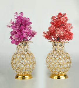 Golden crystal pot - decoration purpose, home and decore beautiful handmde - Vibrant Lighting.