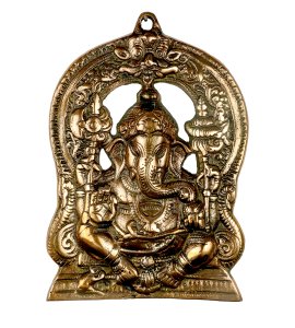 Kamalasana Ganesha Wall Hanging : Finely engraved wall hanging of lord ganesha which will look fantastic on your wall