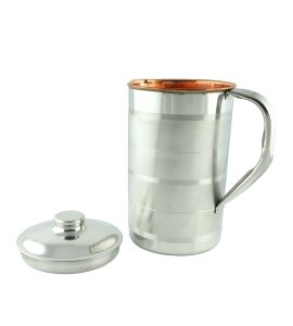 Steel coated Copper Jug  with 4 glasses - decoration purpose, home and decore beautiful handmde object.