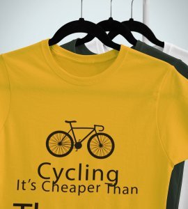 Cycling its cheaper than Illustration art - Printed Tees for men - super comfy - designed for fun and creative atmosphere around you - youth oriented design