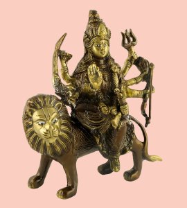 Beautifully handcrafted Durga Maa Murti with silvery glitters for home and office decor
